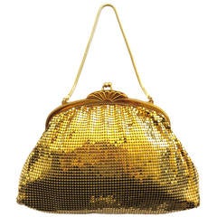 Retro WHITING & DAVIS Gold metal mesh evening bag