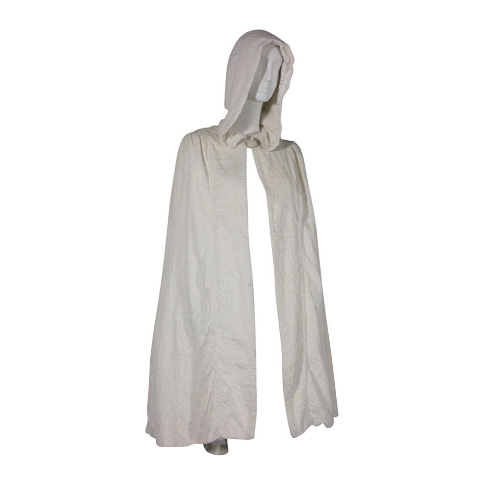 1940s Russel Gowns White Crushed Velvet Cape with Hood For Sale at ...