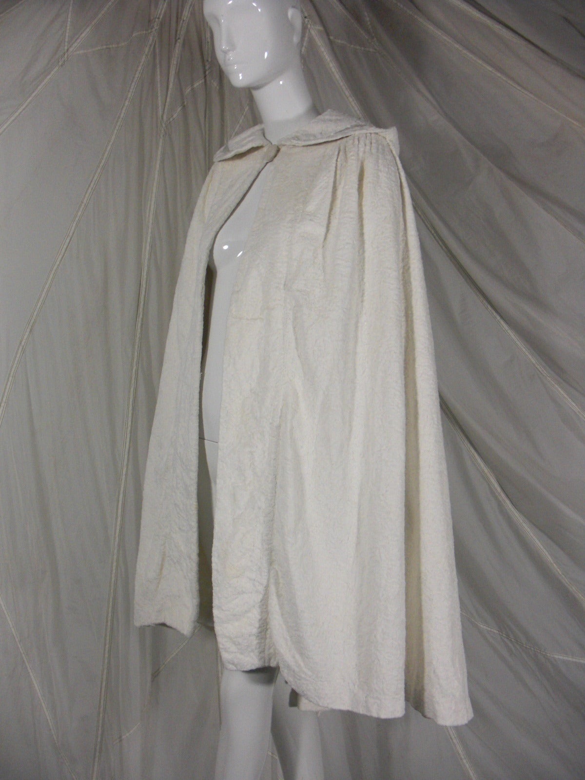 Gray 1940s Russel Gowns White Crushed Velvet Cape with Hood