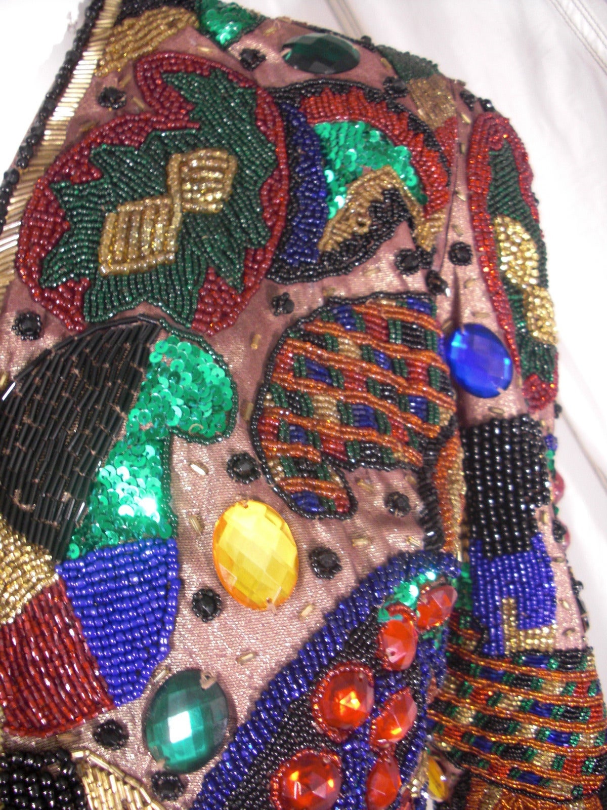 Black 1980s I Magnin Jeweled Paisley Jacket