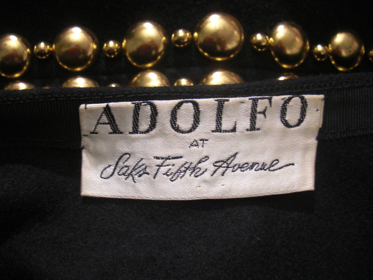 1970s Adolfo Wool Felt Wrap Skirt with Gold Studding 2