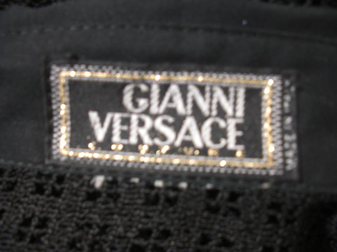 1980s Gianni Versace Black Open-Weave Cotton Blouse w/ Patch Pockets 3