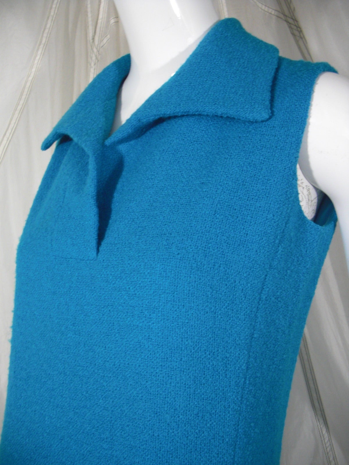 1960s B. H. Wragge Turquoise Summer Wool Drop-Waist Day Dress For Sale ...