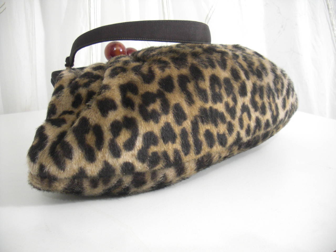 1950s Morris Moskowitz Faux Leopard Fur Handbag with Resin Closure at ...