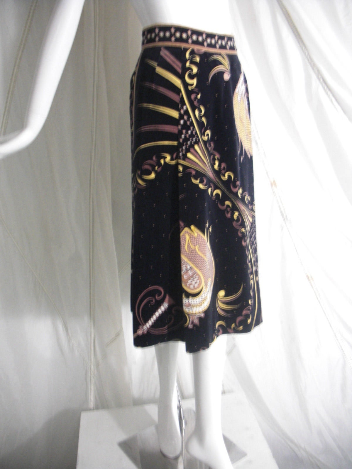 Women's 1970s Emilio Pucci Cotton Velveteen Pleated Print Skirt