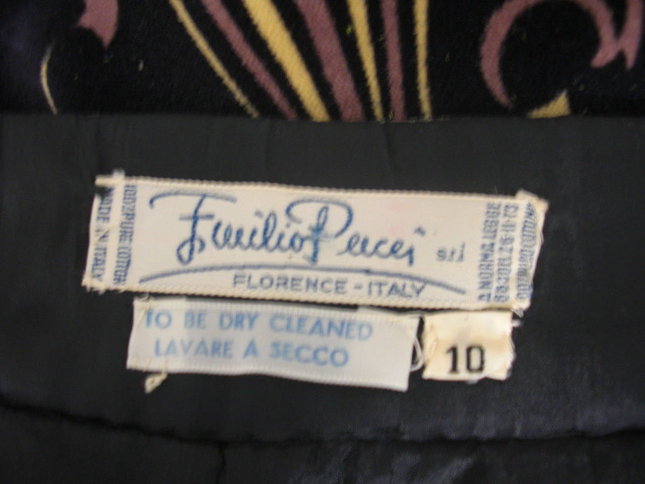 1970s Emilio Pucci Cotton Velveteen Pleated Print Skirt 3