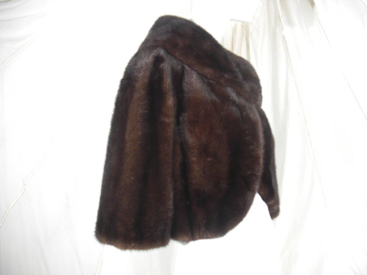 1960s I. Magnin Chocolate Brown Mink Cropped Evening Jacket 1