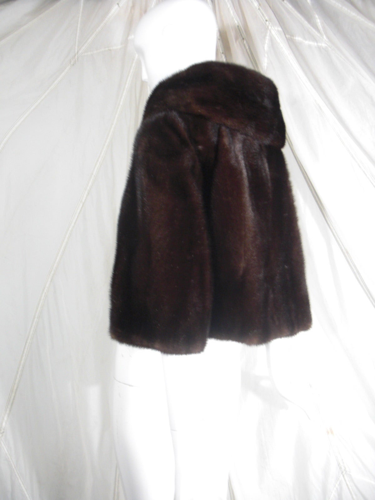 Women's 1960s I. Magnin Chocolate Brown Mink Cropped Evening Jacket