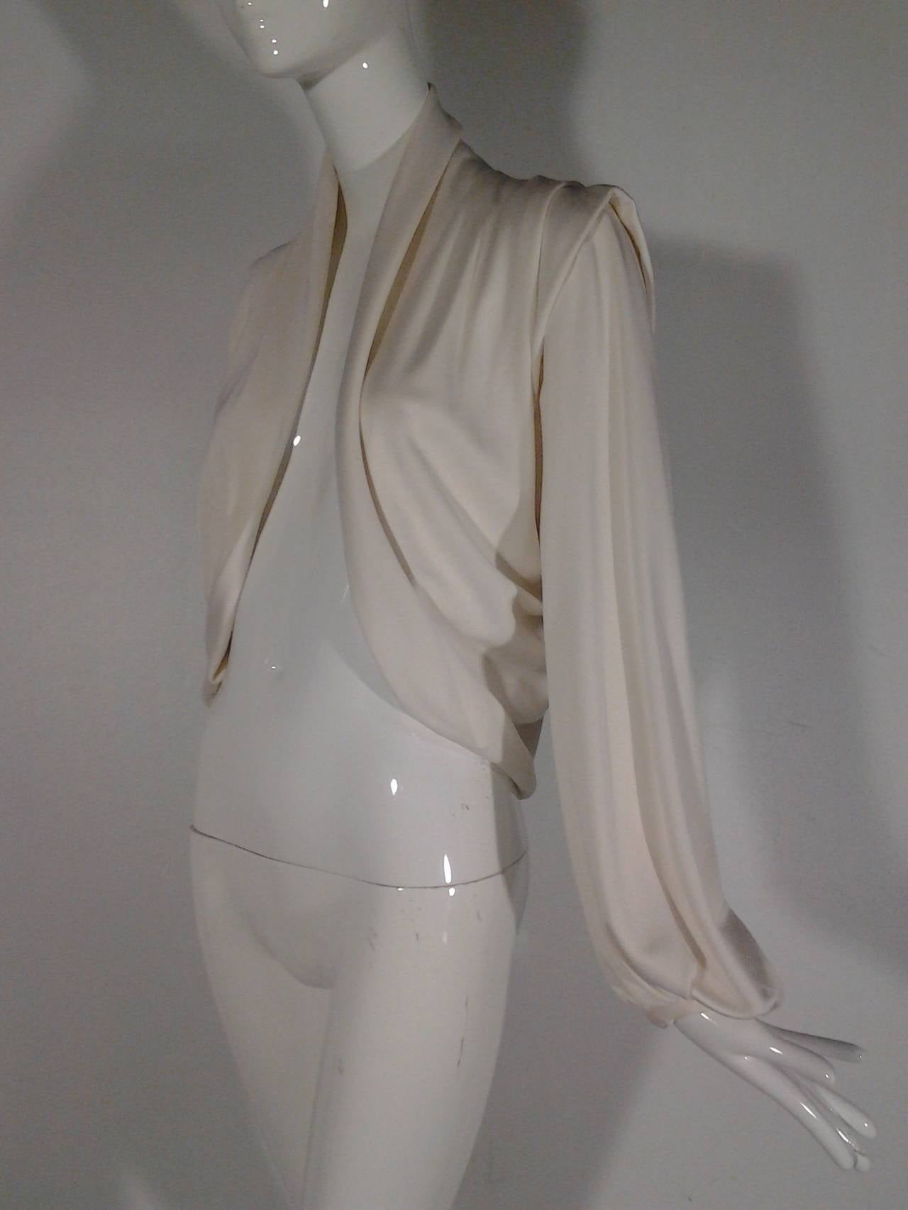 Balenciaga Ivory Jacket in Triple Ply Silk Jersey In Excellent Condition In Gresham, OR