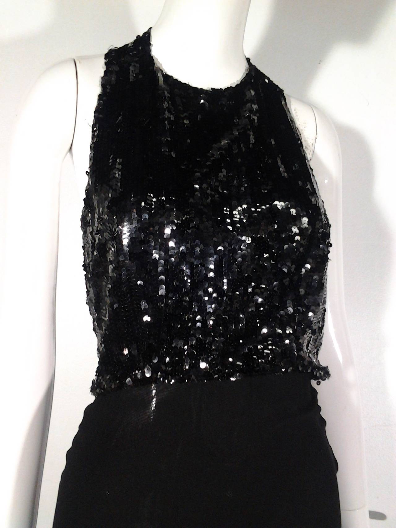 1930s Black Sequin Gown with Racer Back 2