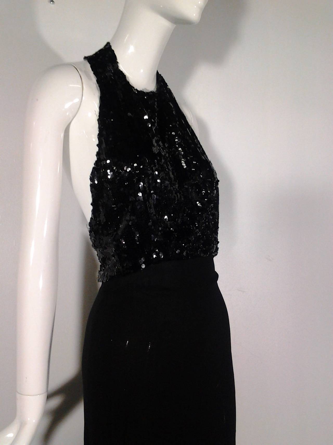 1930s Black Sequin Gown with Racer Back 3