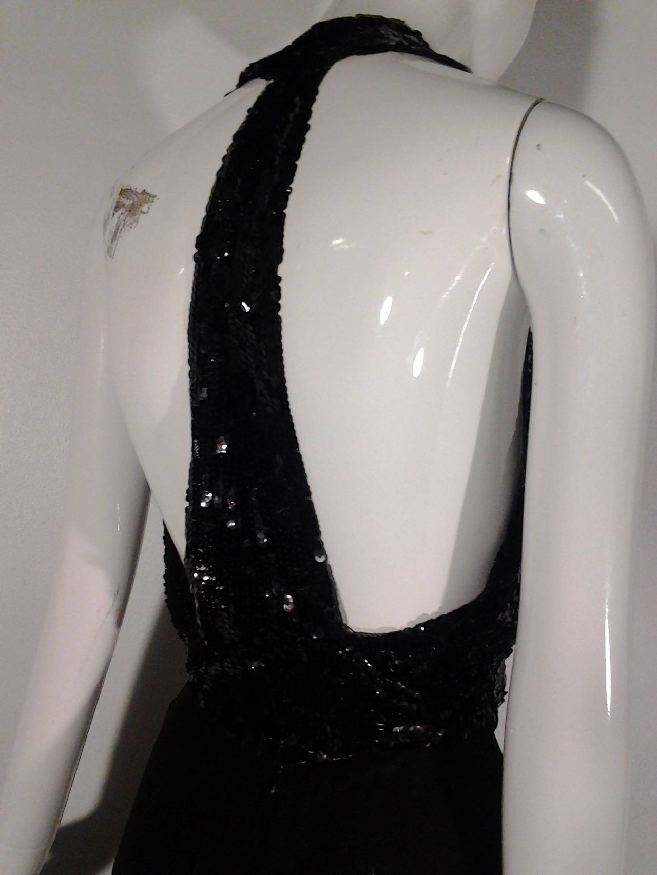 1930s Black Sequin Gown with Racer Back 4