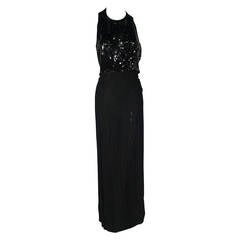 1930s Black Sequin Gown with Racer Back