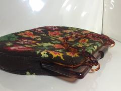 1950s Autumn Leaves Needle Point Handbag with Celluloid Frame and Chain