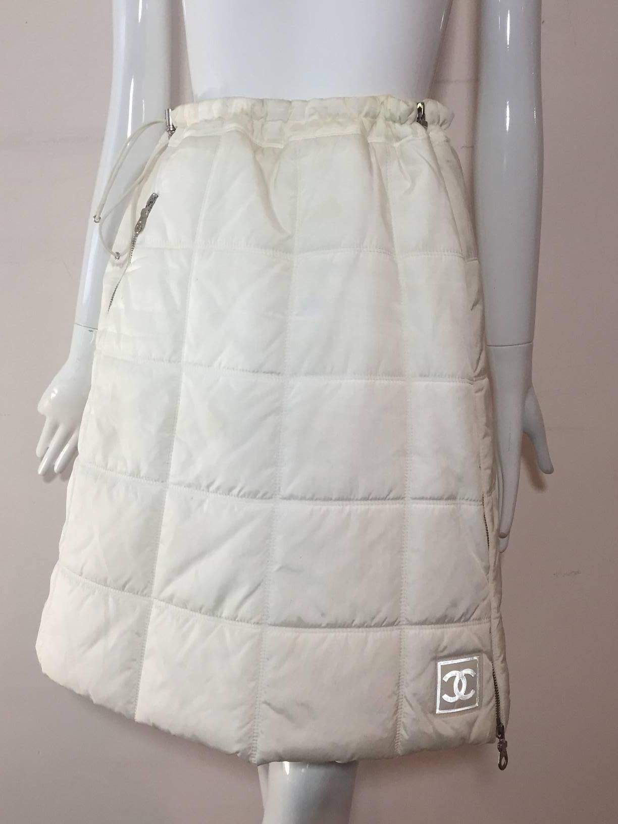 white quilted skirt