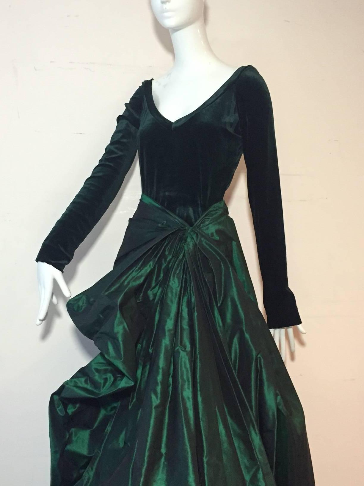 green taffeta ball gown