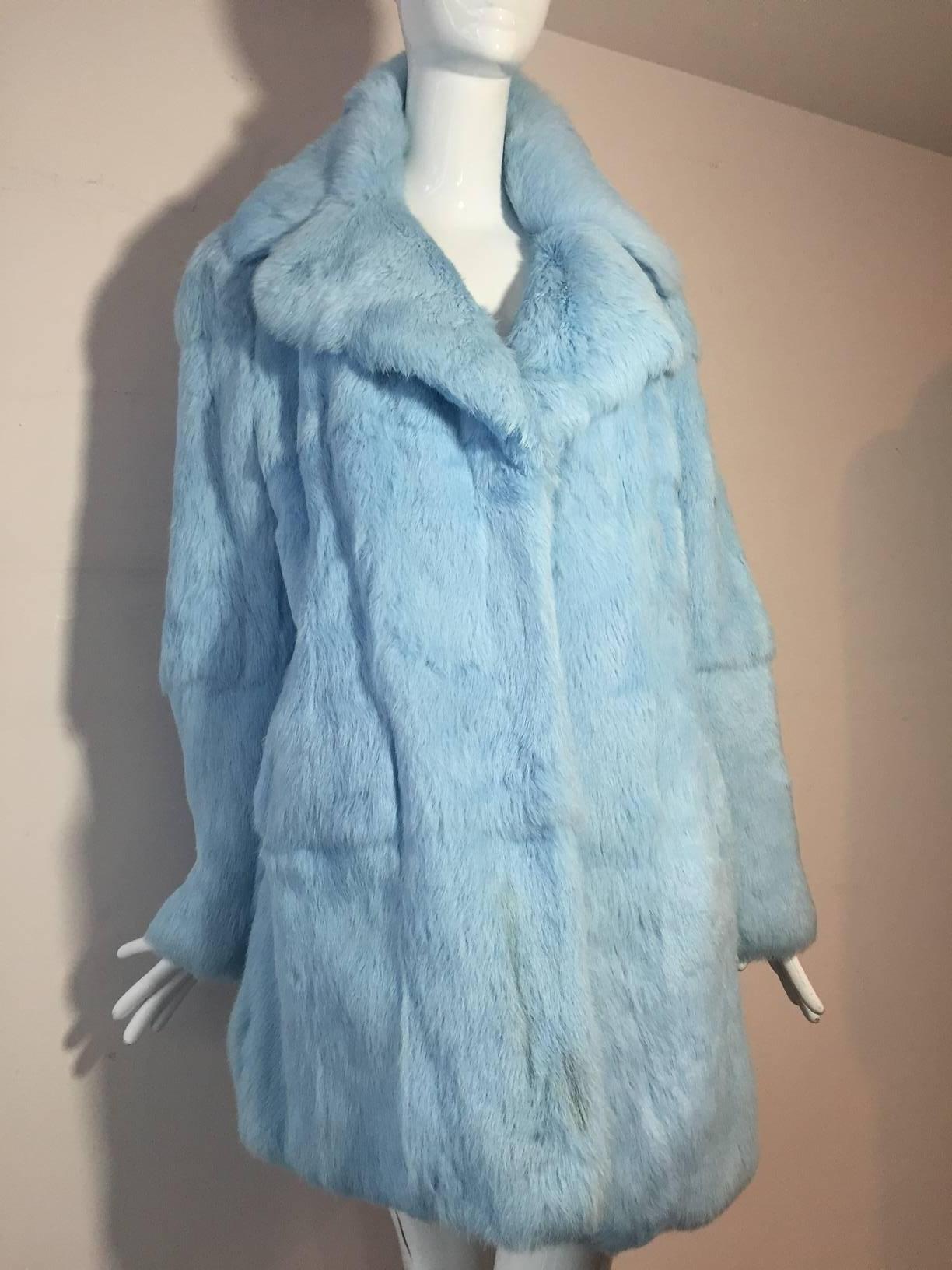1990s Dolce & Gabbana Runway Powder Blue Lapin Fur Jacket  In Excellent Condition In Gresham, OR