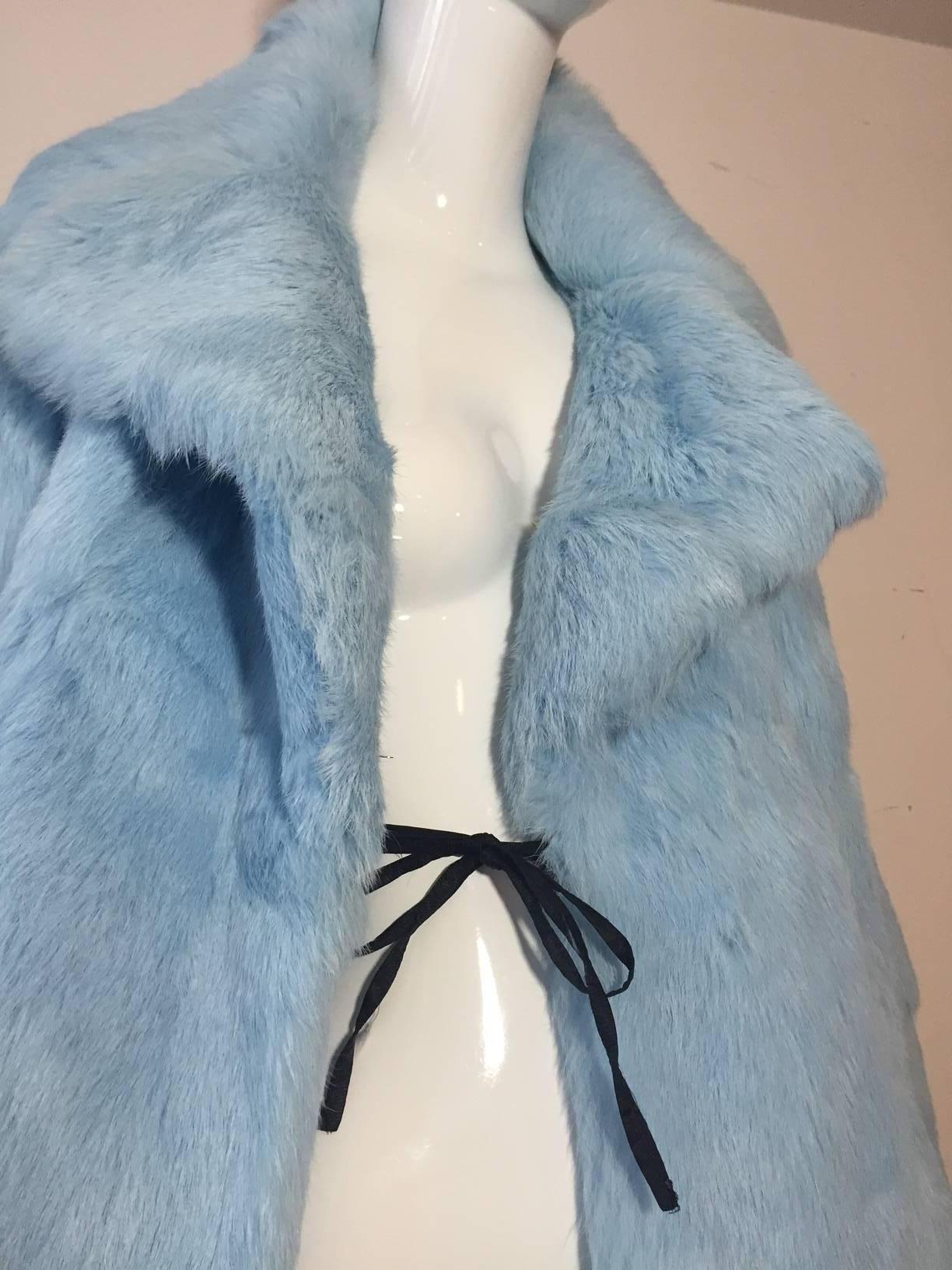 blue rabbit fur coat