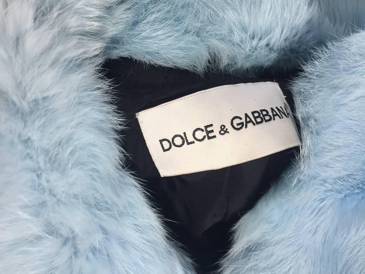 1990s Dolce & Gabbana Runway Powder Blue Lapin Fur Jacket  2
