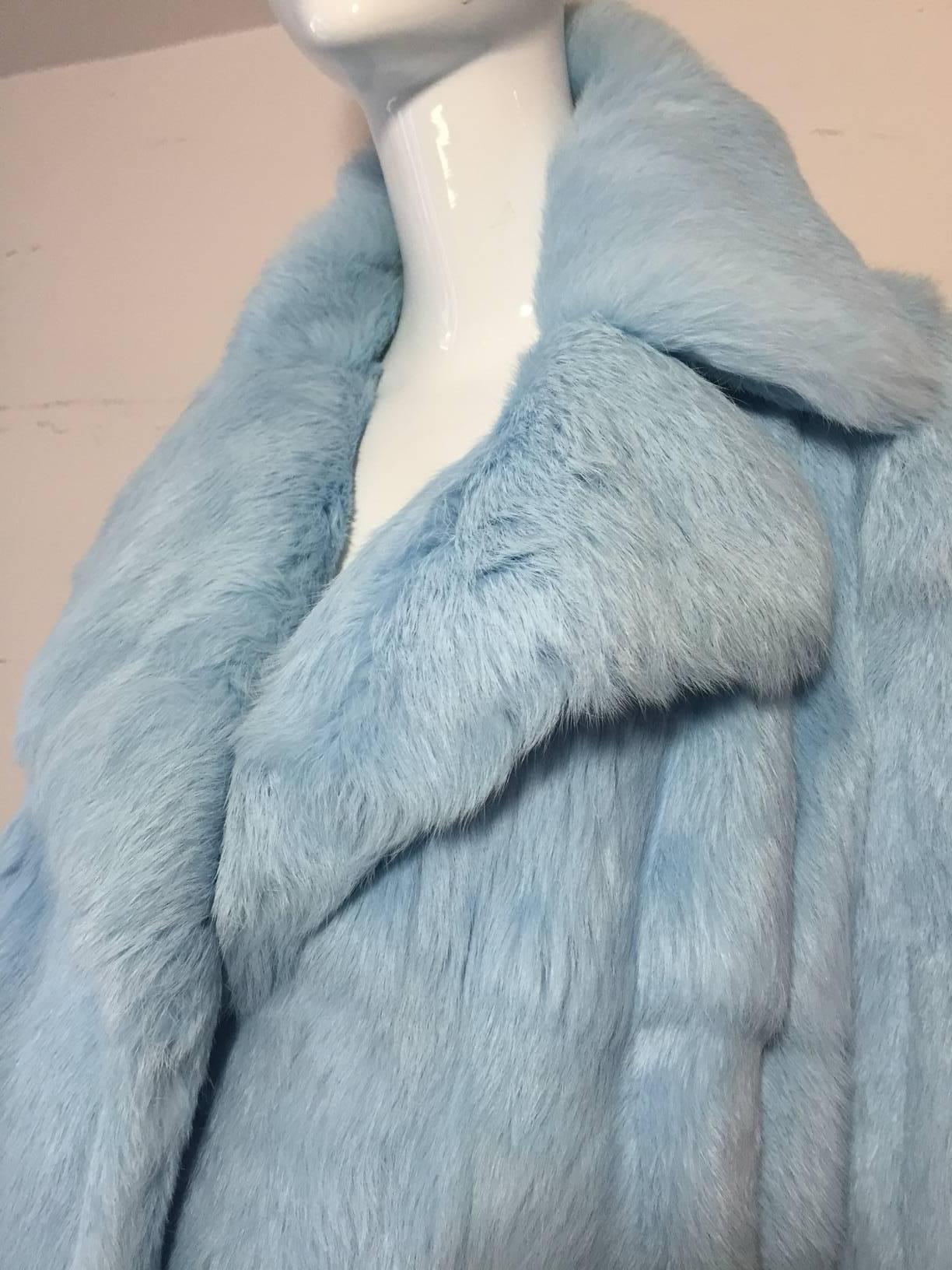 1990s Dolce & Gabbana Runway Powder Blue Lapin Fur Jacket  1