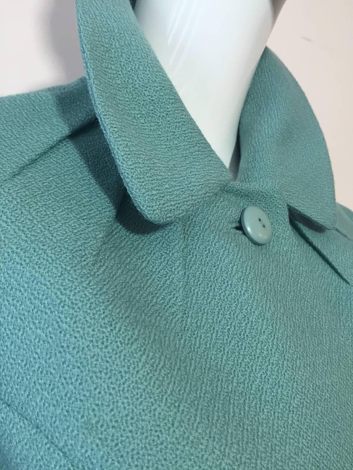 Gray 1950s Jean Lanvin - Castillo Turquoise Wool Skirt Suit 