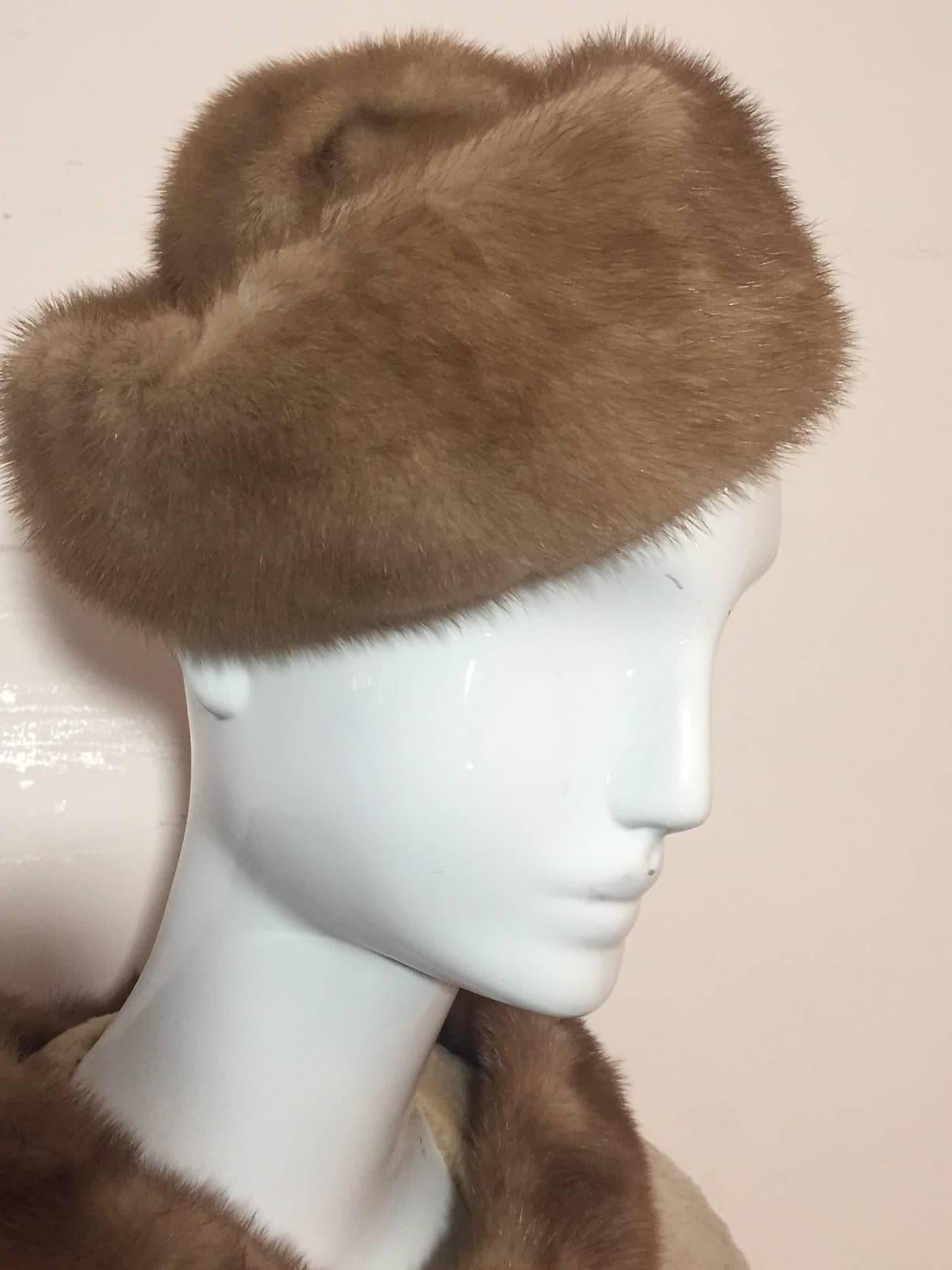Women's 1950s Sheared Beaver Fur Jacket with Mink Collar and Hat