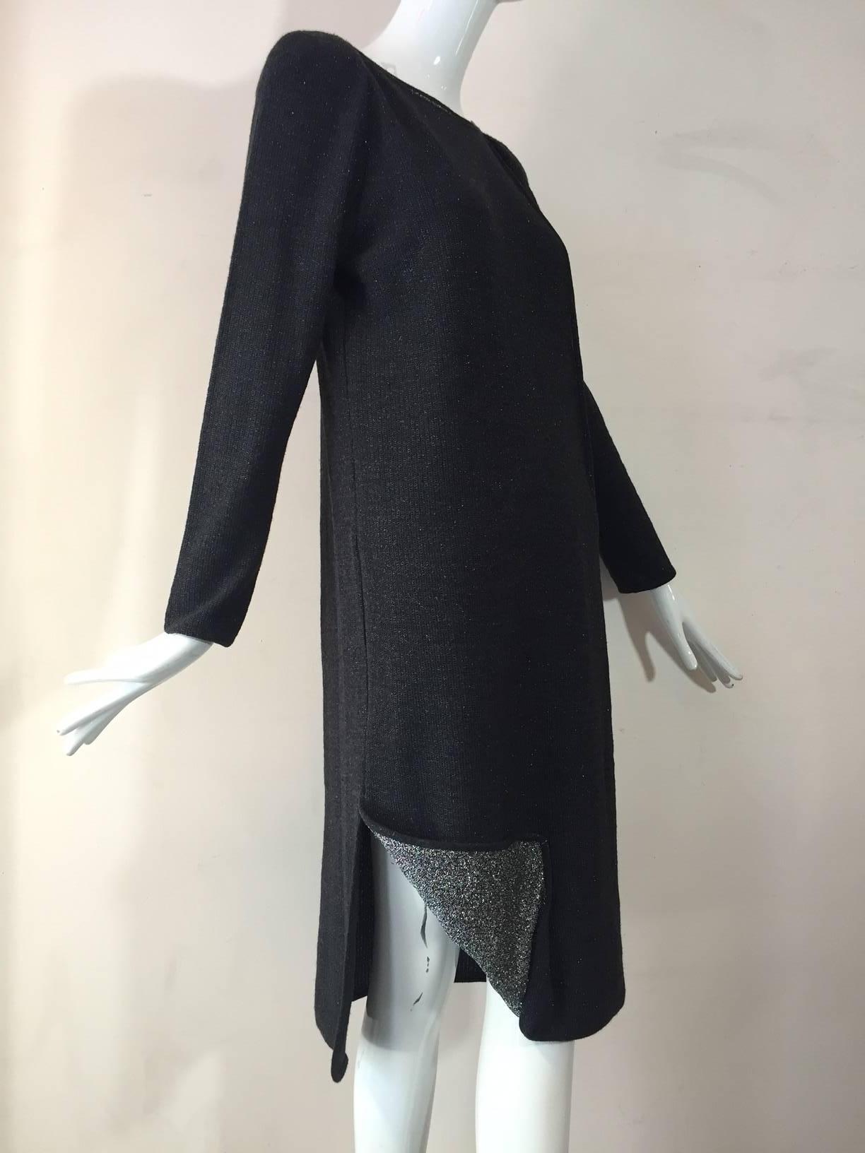 Black 1980s Chloe Wool and Lurex Knit in Silver and Gray