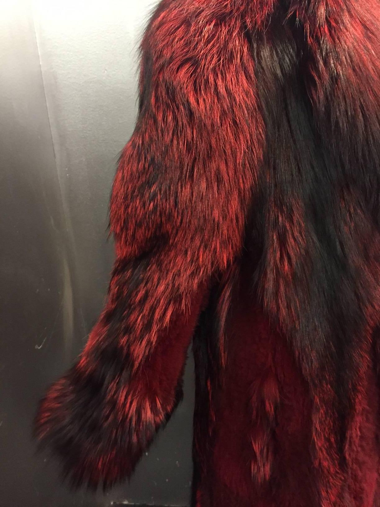 dyed fox fur asymmetric poncho