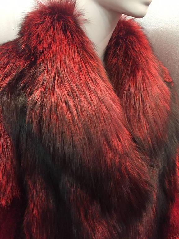 Roberto Cavalli Scarlet Dyed Shadow Fox Full-Length Coat For Sale at ...