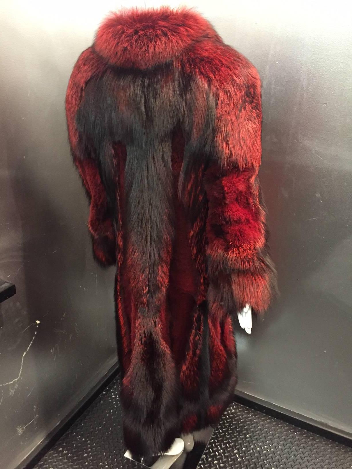 Brown Roberto Cavalli Scarlet Dyed Shadow Fox Full-Length Coat