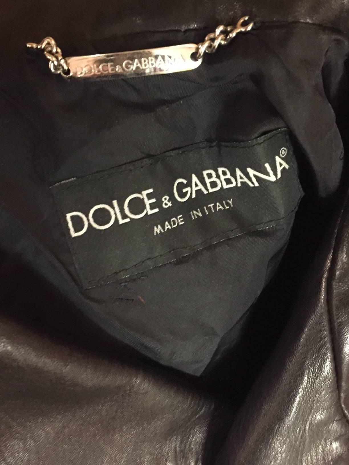 Dolce & Gabbana Red Goat Hide and Black Leather Motorcycle Jacket.  1