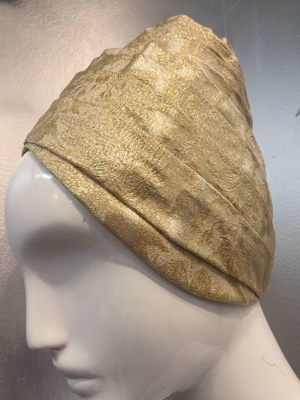 1960s Beehive Lame Turban Hat by Patrice In Excellent Condition In Gresham, OR