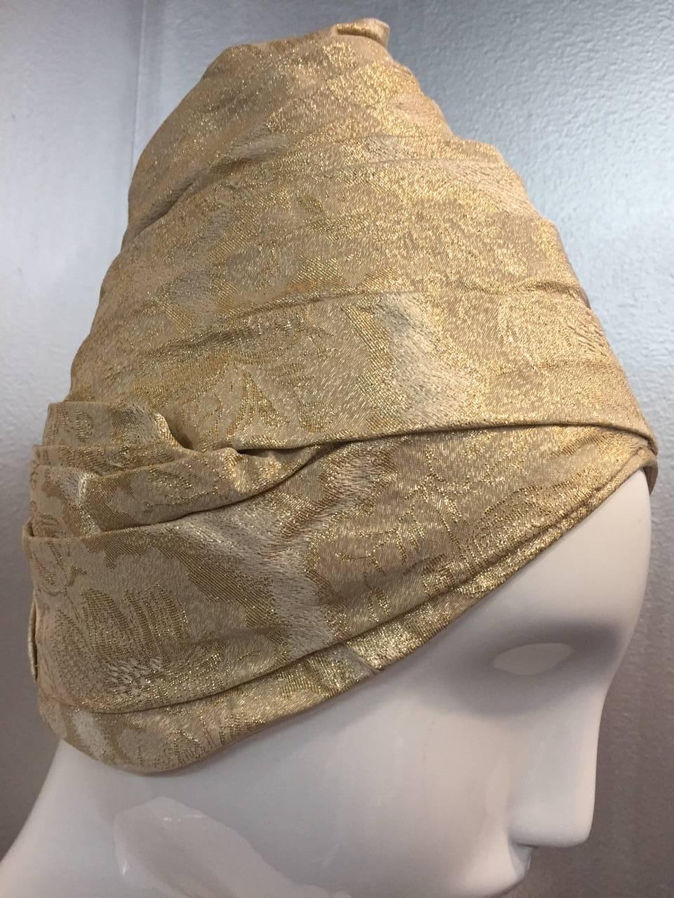 Women's or Men's 1960s Beehive Lame Turban Hat by Patrice