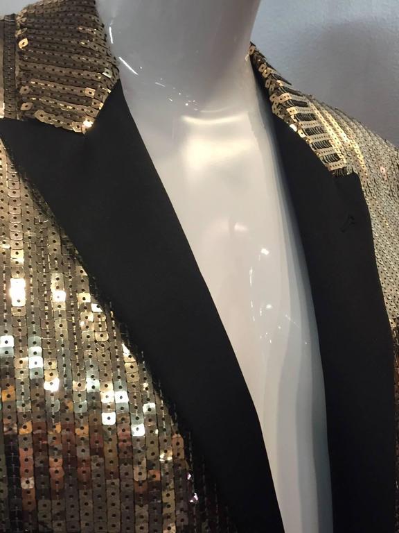 Saint Laurent Men''s Gold Sequin Tuxedo Jacket w/ Satin Lapels at 1stDibs