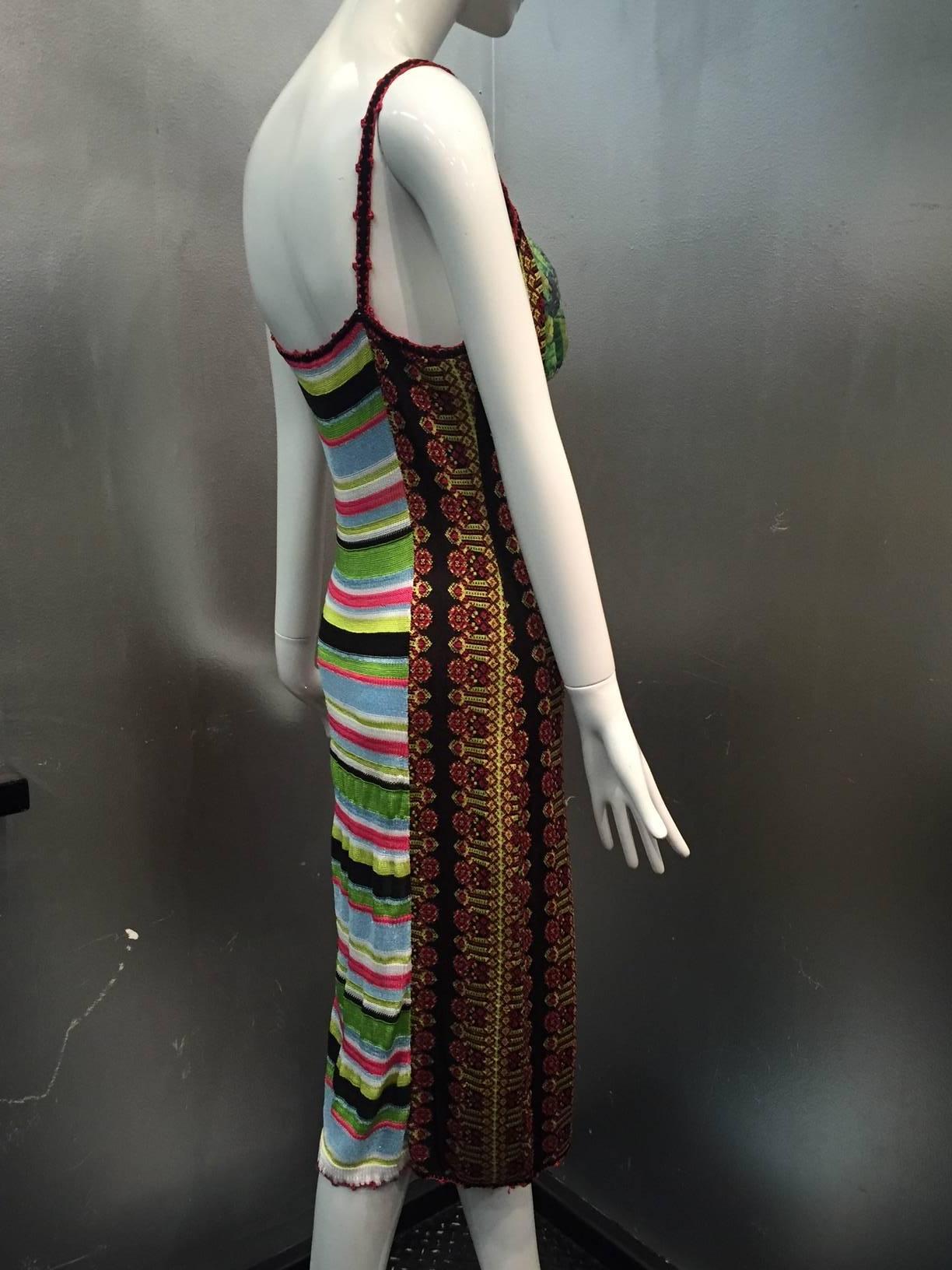 Lacroix Bazaar Trademark Mixed Pattern Knit Cocktail Dress w/ Sequin Bust In Excellent Condition In Gresham, OR