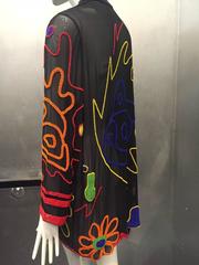 Chaqueta de gasa de seda Fabrice Silhouette de los años 80 con motivos de graffiti de abalorios