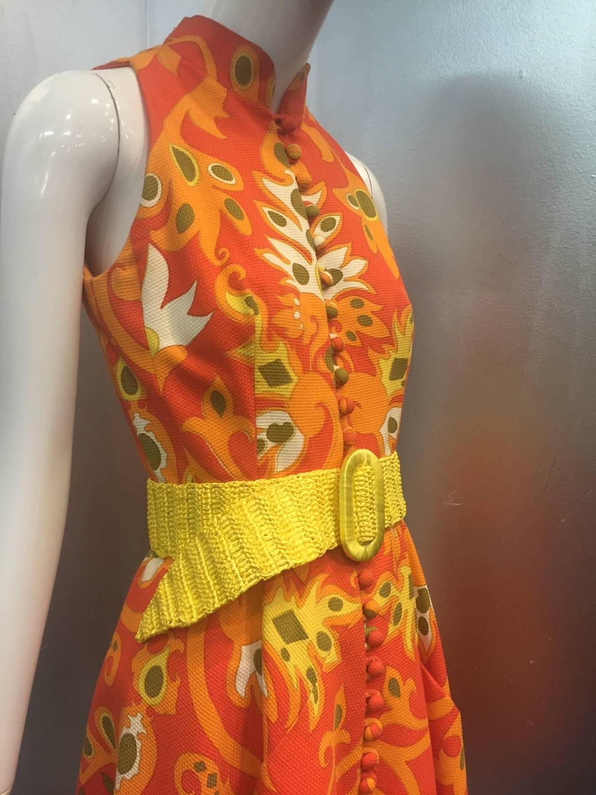 1960s Geoffrey Beene Cotton Piqué Mod Print Mini Dress 1