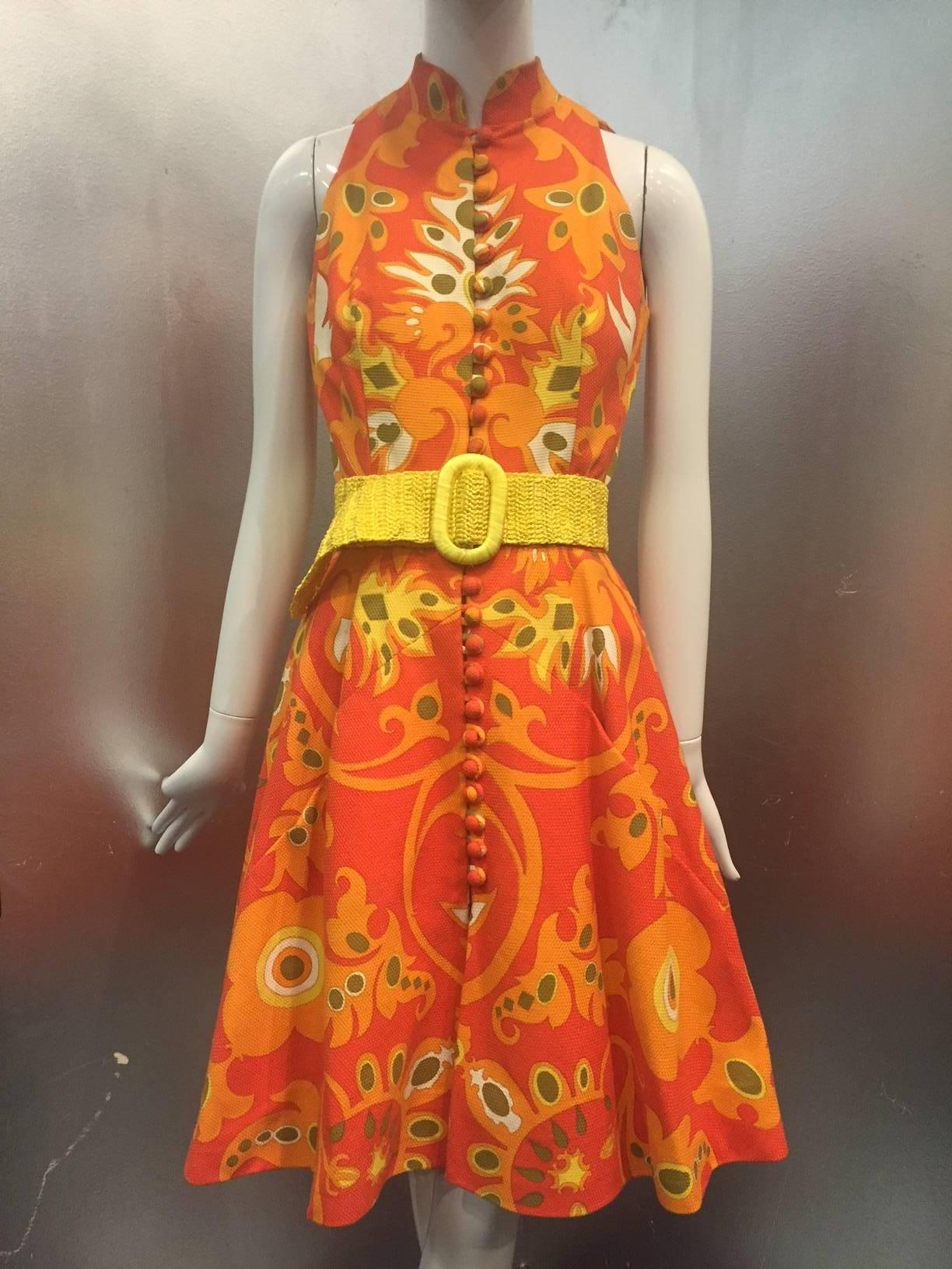 Women's 1960s Geoffrey Beene Cotton Piqué Mod Print Mini Dress