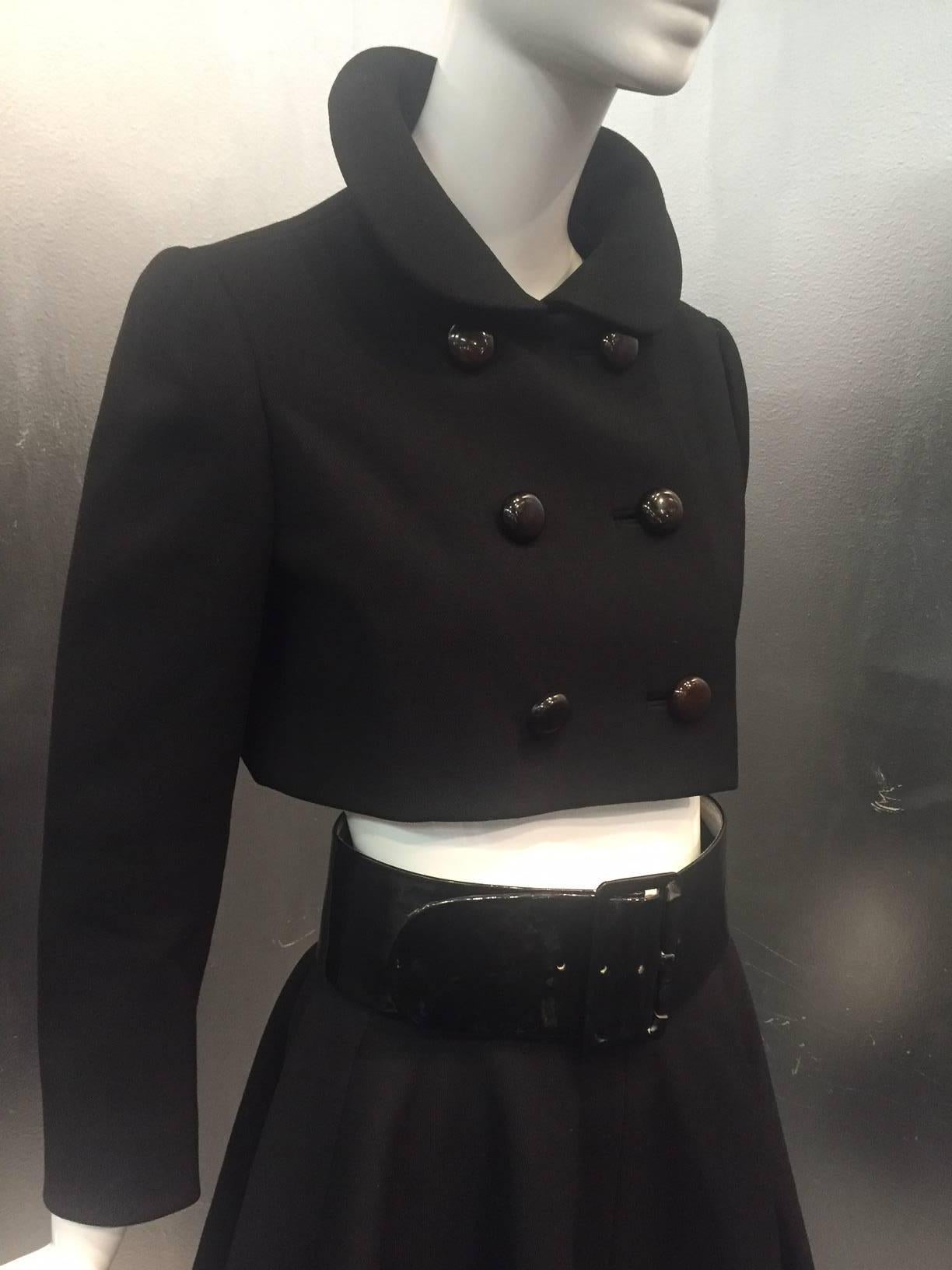 Women's 1960s Norman Norell Wool Flared Skirt and Double Breasted Bolero Jacket w/ Belt