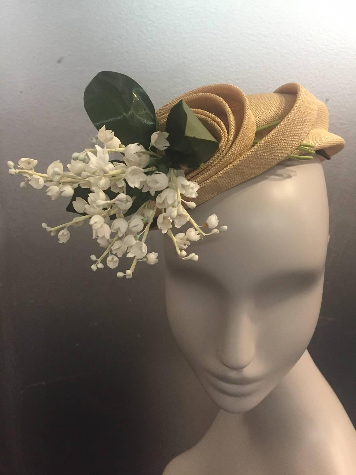 1950s Emme - New York Straw Hat with Lily Of the Valley  3