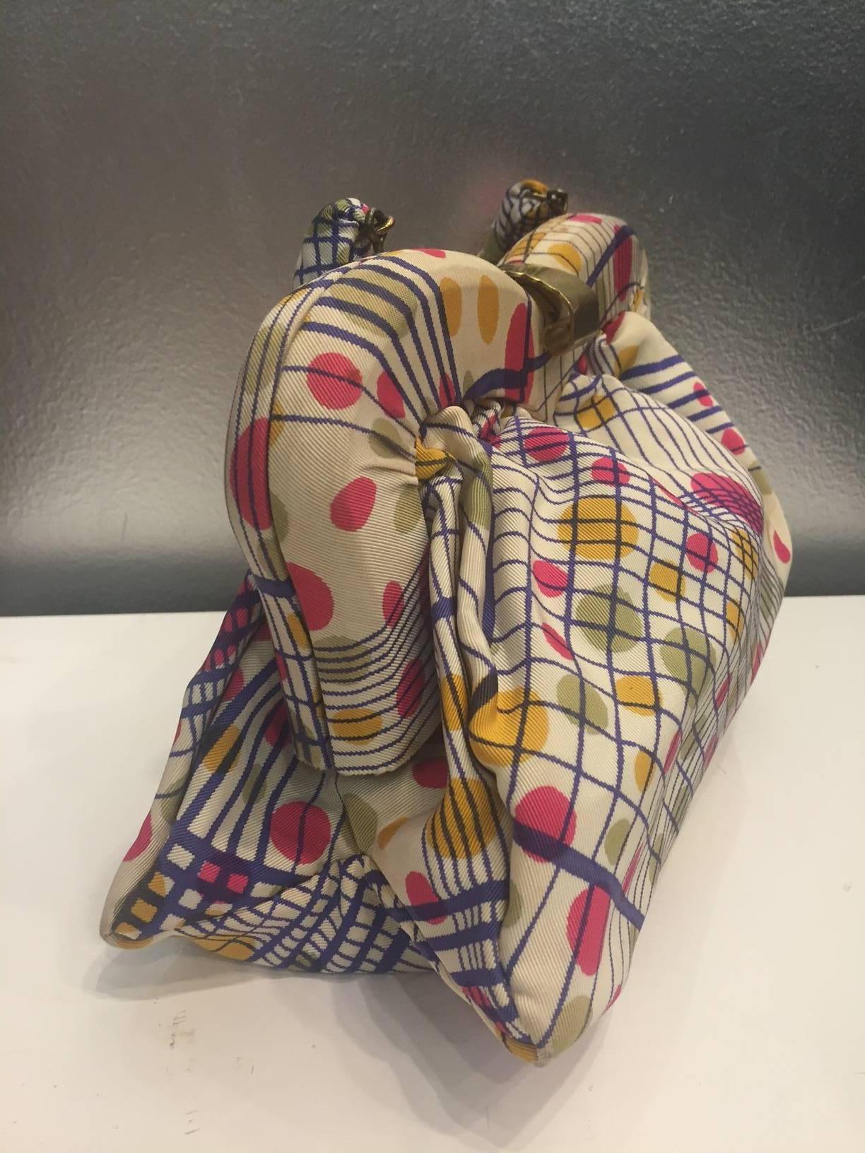 1940s Whimsical Polka-Dot and Plaid Faille Framed Purse In Excellent Condition In Gresham, OR