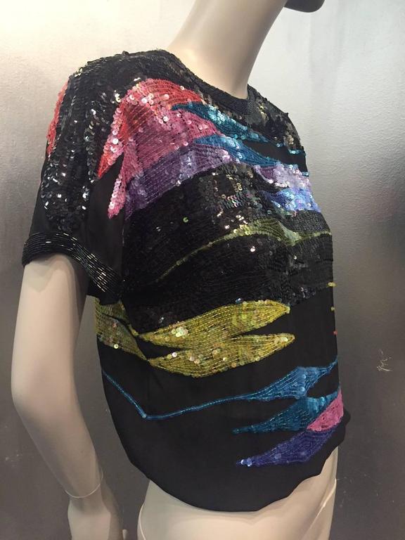 1980s Neil Bieff Silk Sequined Disco 
