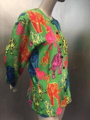 1990s Escada Warhol-Style Silk Tiger Print Blouse