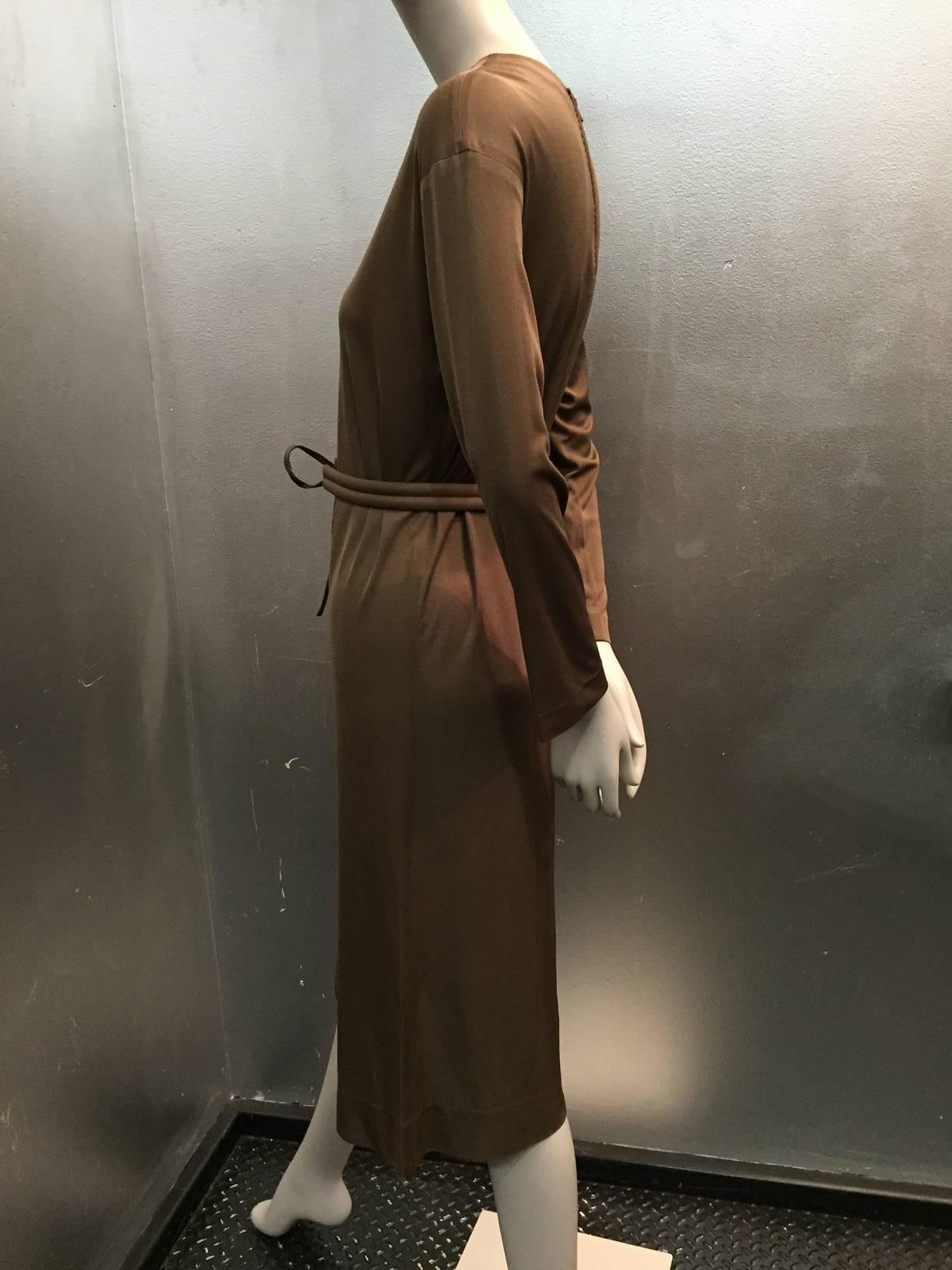 Women's 1970s Emilio Pucci Mocha Brown Silk Jersey Shift Dress with Matching Belt