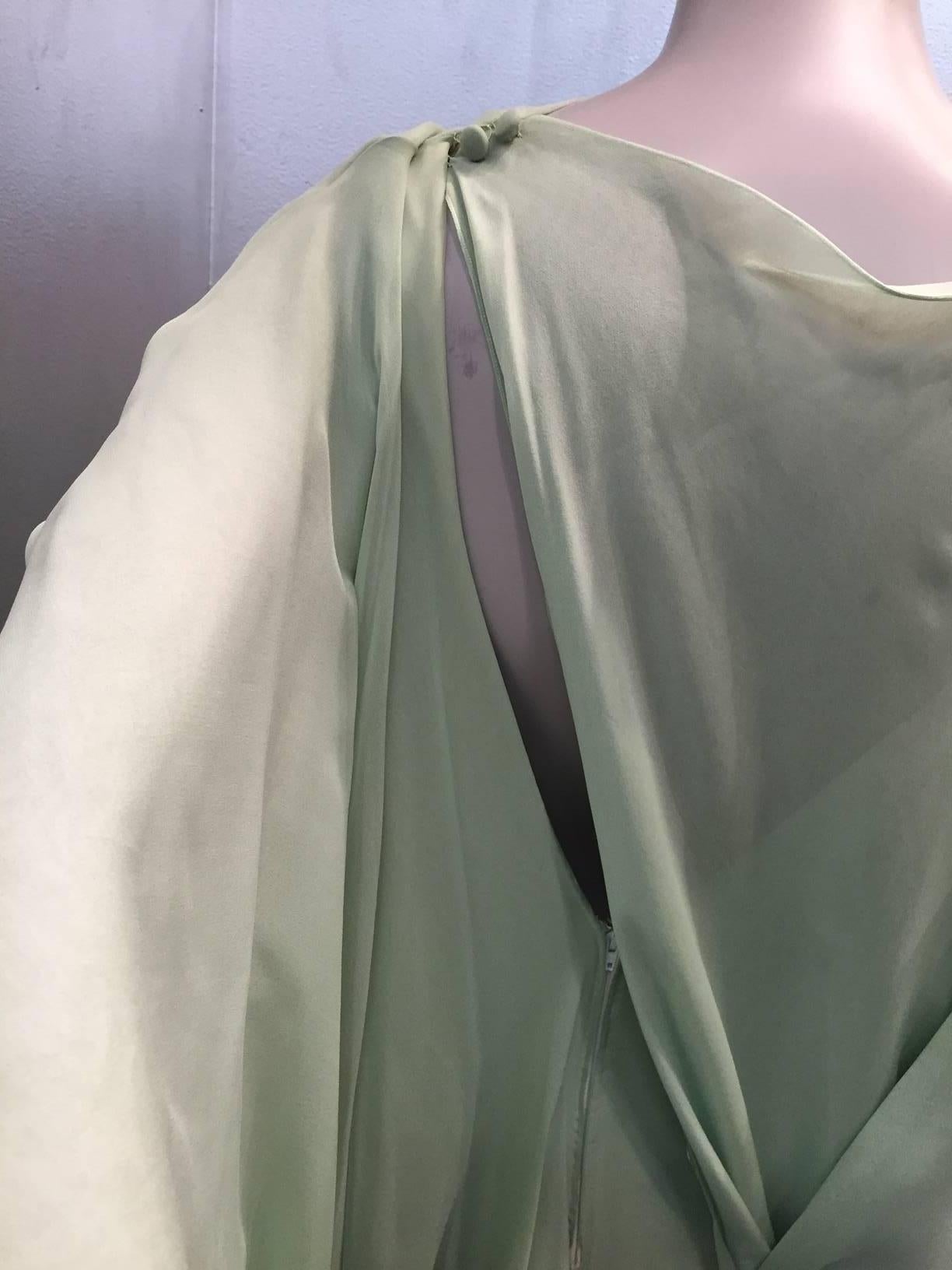 Women's 1960s Stavropoulos Seafoam Green 6-Layered Silk Chiffon Goddess Gown