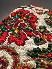 1950s Nettie Rosenstein Stylized Floral Beaded and Stoned Evening Clutch