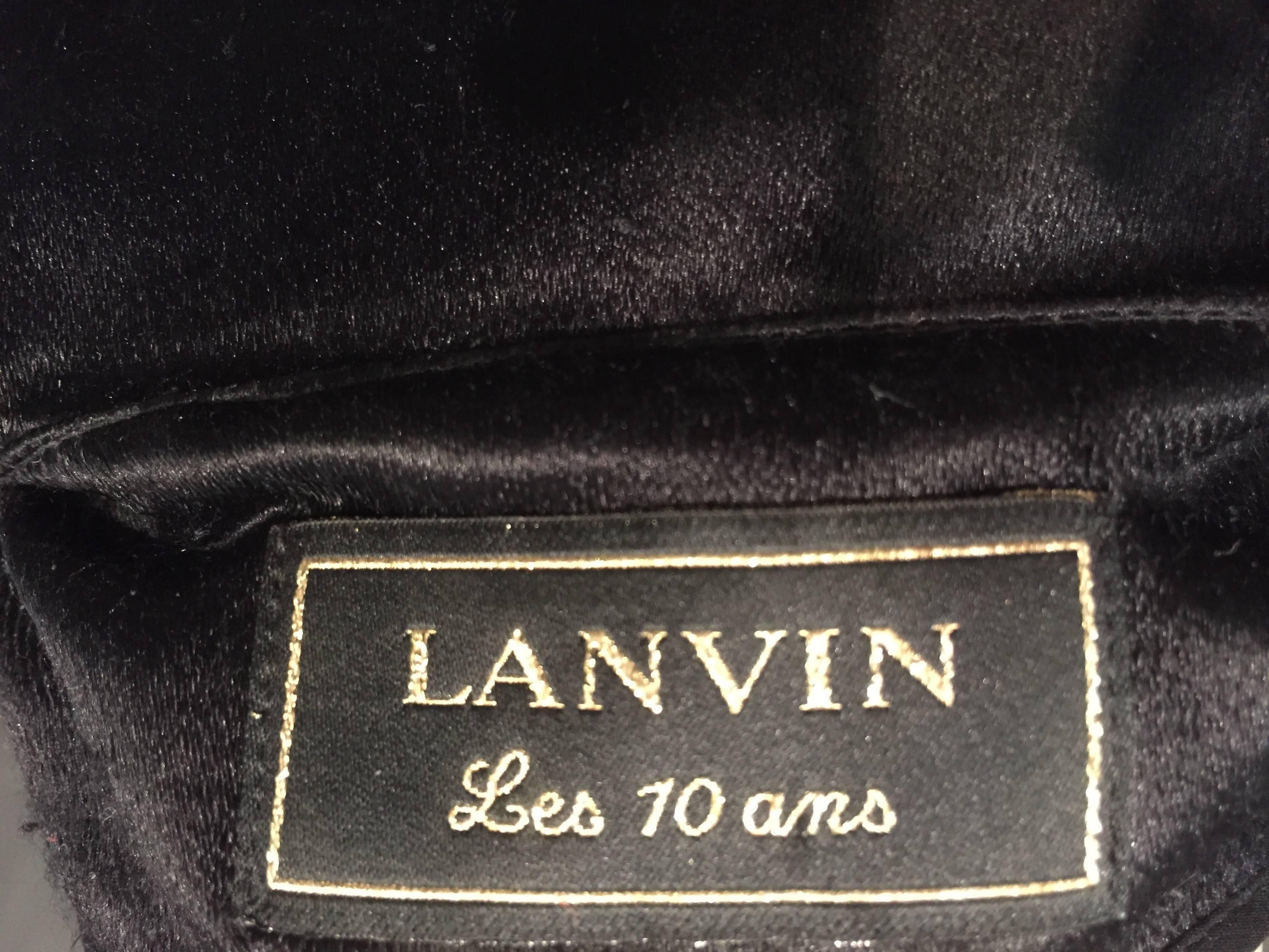Black Lanvin Runway Silk Hand-Painted Ombré Floral Dress Jacket w Shoulder Pleats  For Sale