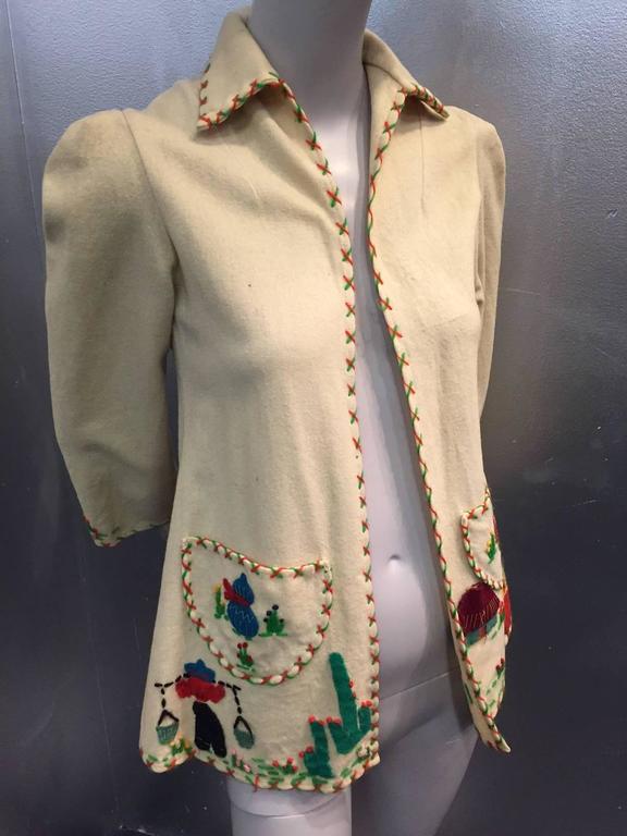 1940s Wool Felt Mexico Souvenir Jacket w Felt Applique at 1stDibs