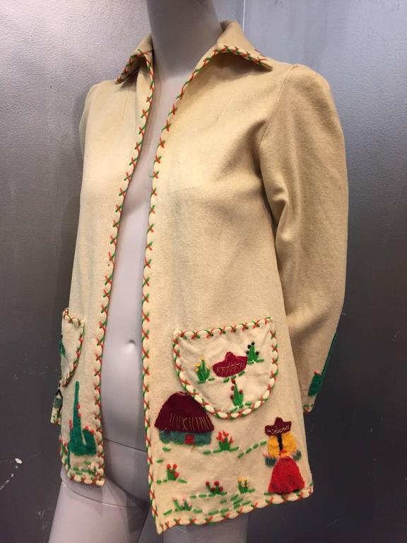 1940s Wool Felt Mexico Souvenir Jacket w Felt Applique at 1stDibs