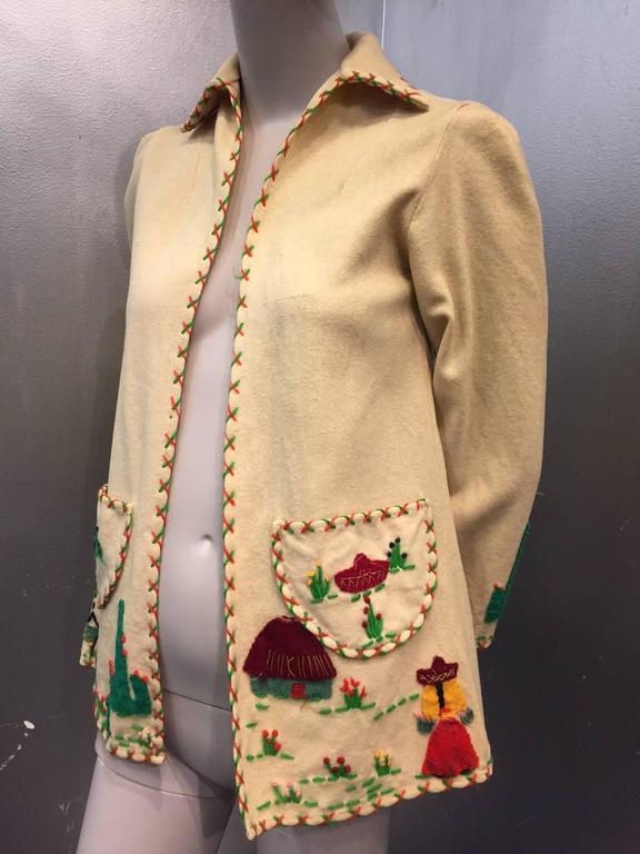 1940s Wool Felt Mexico Souvenir Jacket w Felt Applique at 1stDibs ...